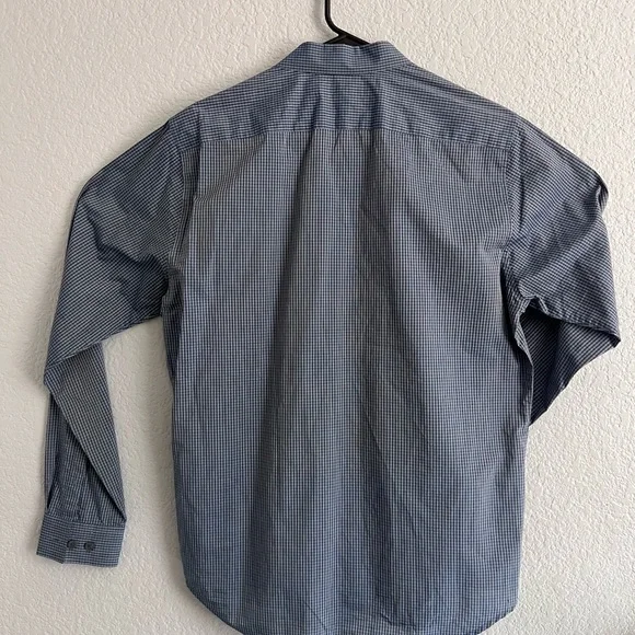 Theory Shirt Mens Blue Checker Plaid Long Sleeve Button Up Casual Size M - Picture 3 of 11